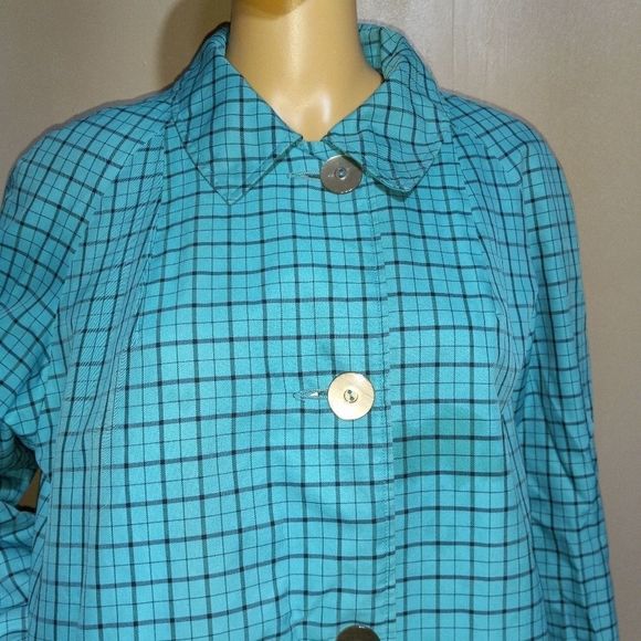 Vintage 70s Expressly for J.C.Penny turquoise coat, sz XL - Picture 4 of 12